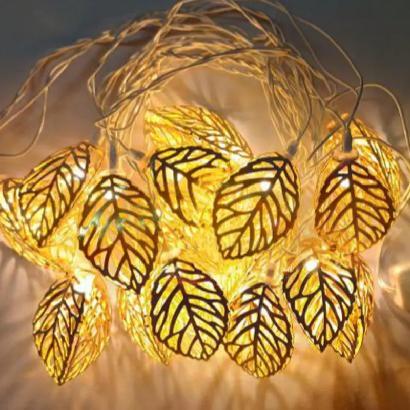 Metal 3D Leaf Shape Fairy Decorative Lights - 20 Pcs